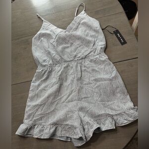 Neutral Ruffle Hem Romper NWT
